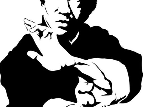 Bruce Lee Black and white vector dxf File