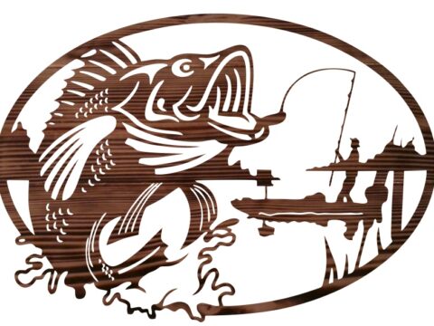 Fisherman Mural Wall Decor Laser Cutting Template Free Vector