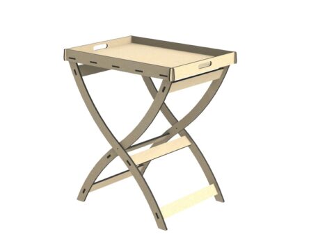 Round Cross Legged Tray Top Side Table DXF File