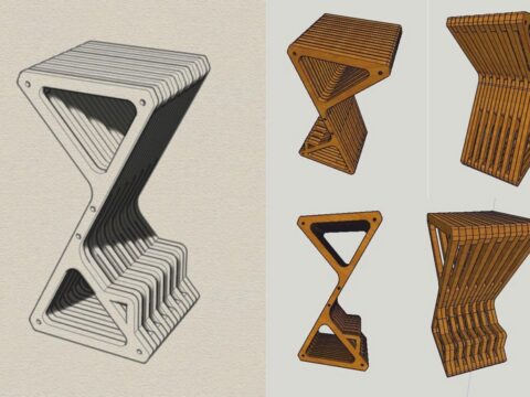 Bar Stool Laser Cut CNC Router Plans Free Vector