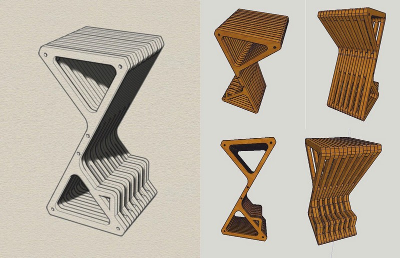 Bar Stool Laser Cut CNC Router Plans Free Vector