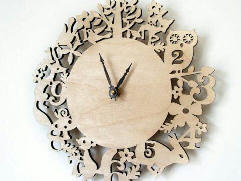 Laser Cut Kid Room Wall Clock Template Free Vector