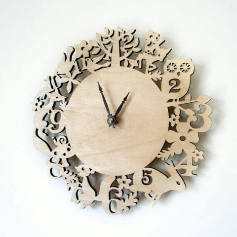 Laser Cut Kid Room Wall Clock Template Free Vector
