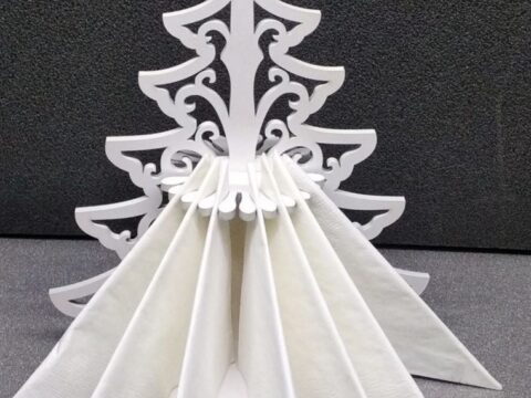 Laser Cut Christmas Tree Napkin Holder Free Vector