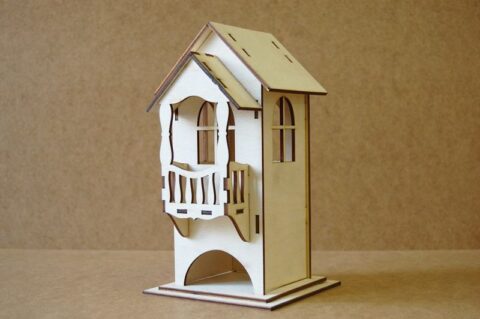 Laser Cut Tea House With Balcony Free Vector