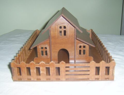 Laser Cut Home with Fence DXF File