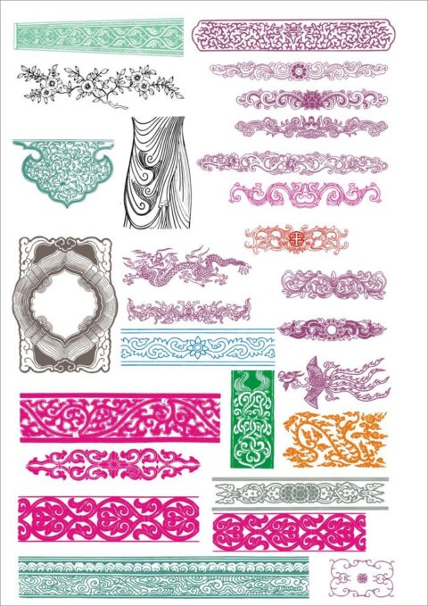 Classical pattern vector set Free Vector