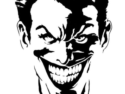 Black and white Joker Stencil vector dxf File