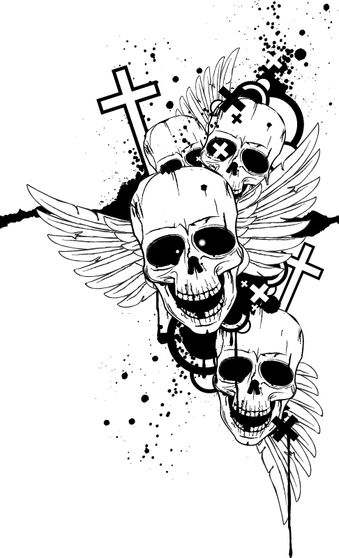 Black and White Image With Skulls Free Vector