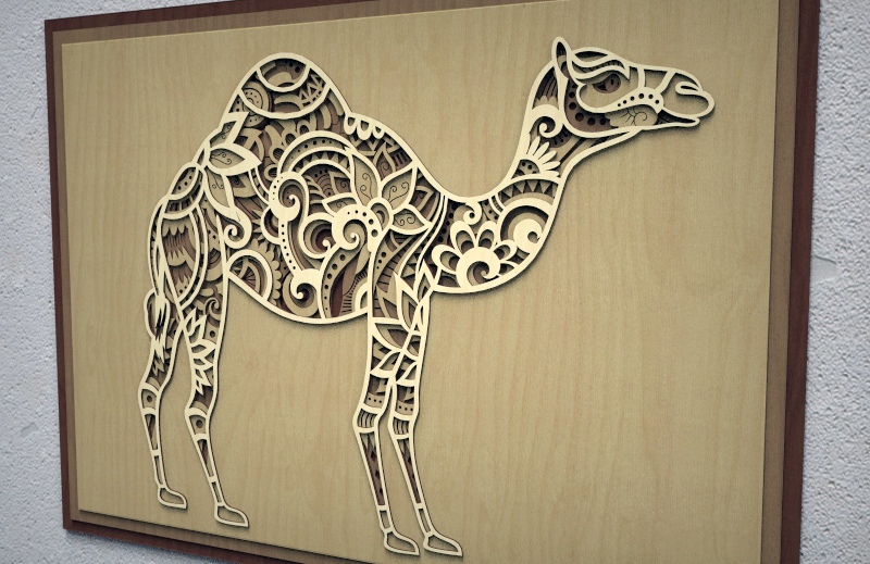 Laser Cut Camel 3D Multi Layer Wall Art Free Vector