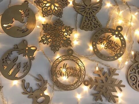 Laser Cut Christmas Hanging Pendants Drop Ornaments Free Vector