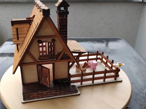 Laser Cut Wooden Village House DXF File