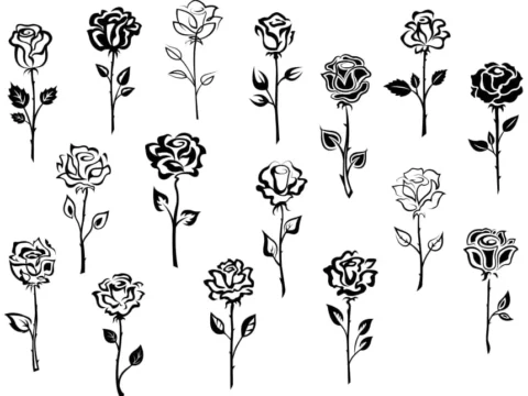 Flower Clipart Black and White