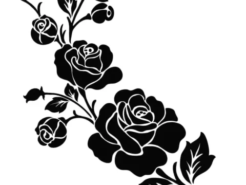 Laser Cut Ideas and Flower Clipart Black and White